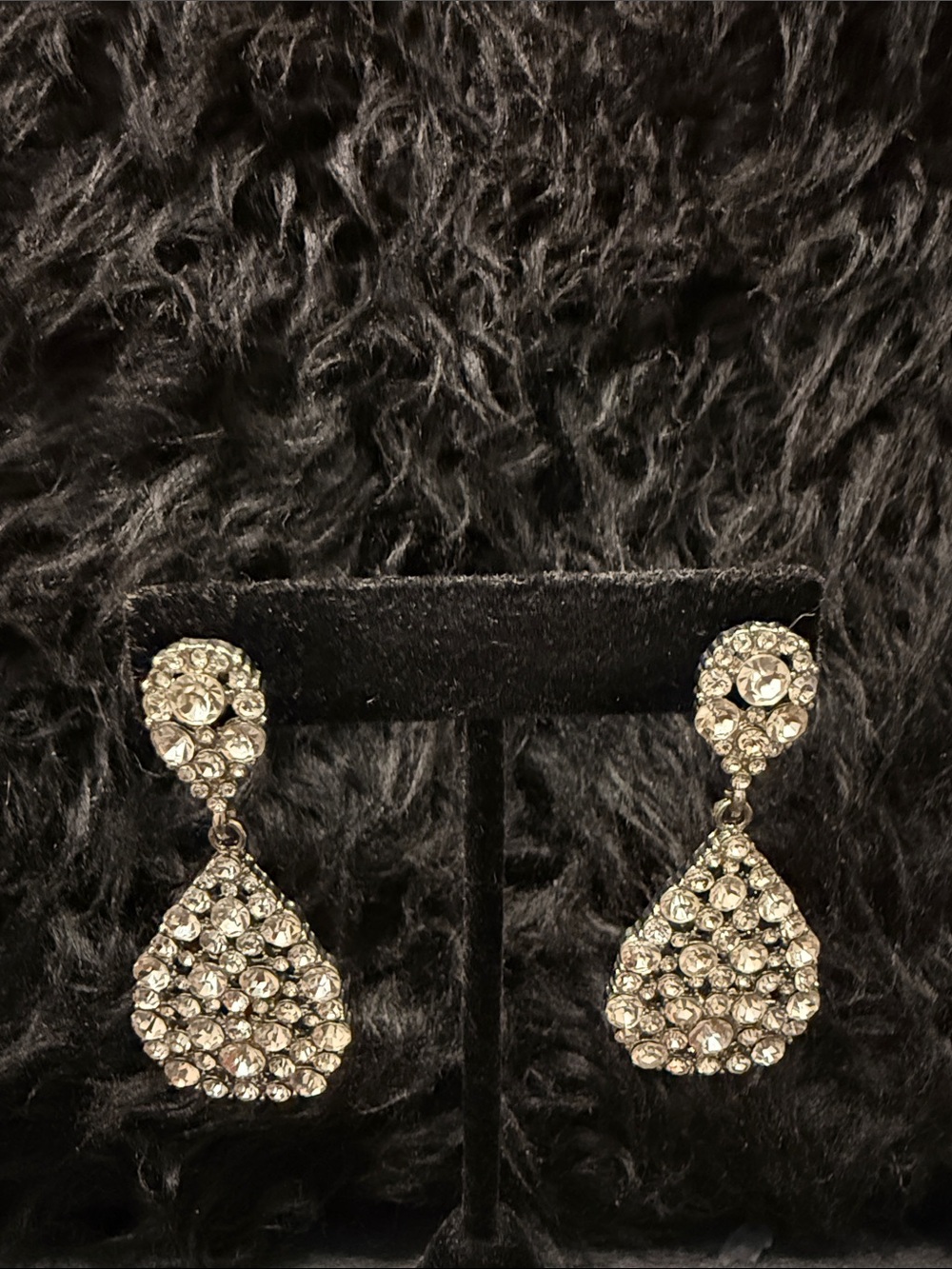 Elegant Silver Crystal Teardrop Dangle Earrings